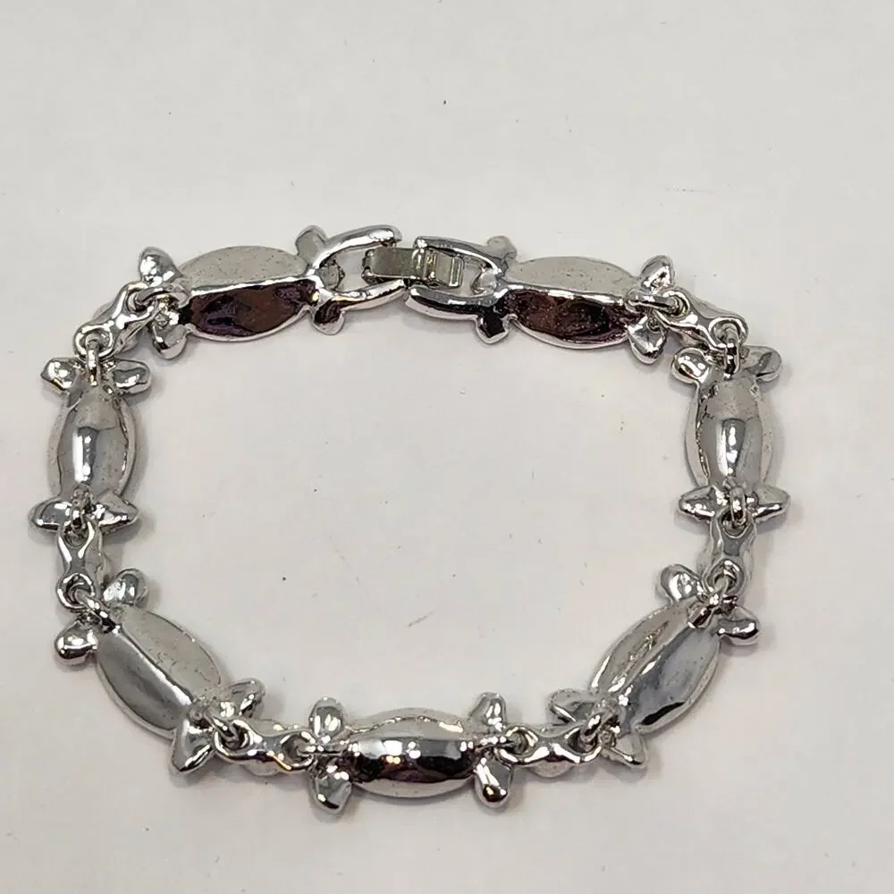 Givenchy Purple Clear Crystal Silver Tone Bracelet Designer Costume Jewelry